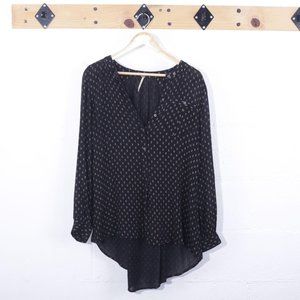 Free People Black Button Down Top